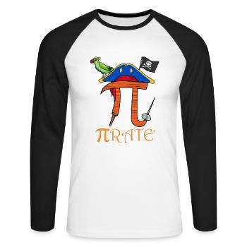Pirate Math Pi Day Math Algèbre Education - T-shirt baseball manches longues Homme - blanc/noir - Devant - Nik (191cm)