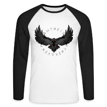 Les runes corbeaux d'Odin Vikings - T-shirt baseball manches longues Homme - blanc/noir - Devant - Nik (191cm)