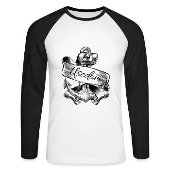 Usedom -île d’Usedom-Ostsee urlaub - T-shirt baseball manches longues Homme - blanc/noir - Devant - Nik (191cm)