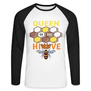 Queen Of The Hive Bee Queen Honeybee - Unisex Long Sleeve Baseball T-Shirt - white/black - Front - Nik (191cm)