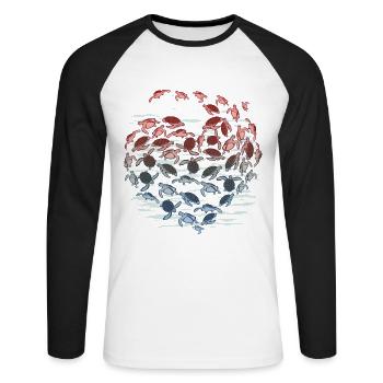 Turtle Heart Lover Ocean Gift Idea - Unisex Long Sleeve Baseball T-Shirt - white/black - Front - Nik (191cm)