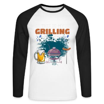 C’est cadeau de barbecue barbecue de chemise de barbecue - T-shirt baseball manches longues Homme - blanc/noir - Devant - Nik (191cm)