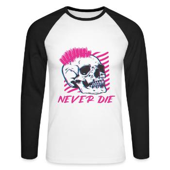 Old Punks Never Le punk-rock cadeau - T-shirt baseball manches longues Homme - blanc/noir - Devant - Nik (191cm)