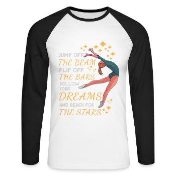 Gymnastics Acrobatics Gymnast Dancer Dancer - Unisex Long Sleeve Baseball T-Shirt - white/black - Front - Nik (191cm)