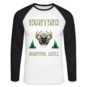 Hunting I Chasse I Chasse n’est pas un hobby - T-shirt baseball manches longues Homme - blanc/noir - Devant - Nik (191cm)