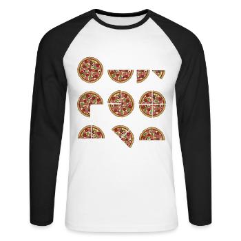 Pizza Mathe Mathematik Lehrer Unterricht Geschenk - Unisex Baseballshirt langarm - Weiß/Schwarz - Vorne - Nik (191cm)