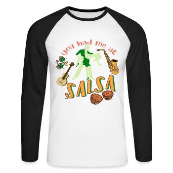 Salsa Danse Danse Professeur de danse Idée de cadeau - T-shirt baseball manches longues Homme - blanc/noir - Devant - Nik (191cm)