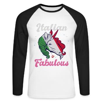 Italy Italian Italian Italian Gift - Unisex Long Sleeve Baseball T-Shirt - white/black - Front - Nik (191cm)