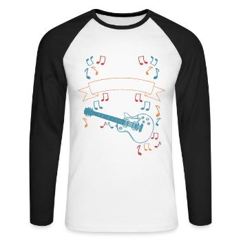 Gitarre Musik Instrument Musiker Geschenkidee - Unisex Baseballshirt langarm - Weiß/Schwarz - Vorne - Nik (191cm)
