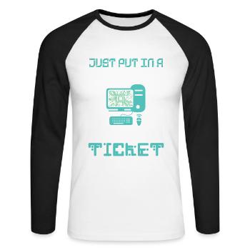 Technical Support Technology Programmer - Unisex Long Sleeve Baseball T-Shirt - white/black - Front - Nik (191cm)