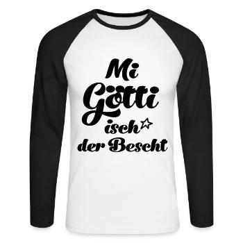 Mi Götti isch der bescht Patenonkel Schweiz - Unisex Baseballshirt langarm - Weiß/Schwarz - Vorne - Nik (191cm)