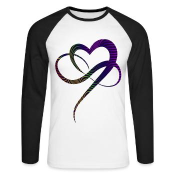 Amour infini Coeur Lignes colorées Infinity Heart - T-shirt baseball manches longues Homme - blanc/noir - Devant - Nik (191cm)