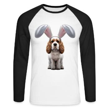 Cocker Spaniel anglais avec oreilles de lapin - T-shirt baseball manches longues Homme - blanc/noir - Devant - Nik (191cm)