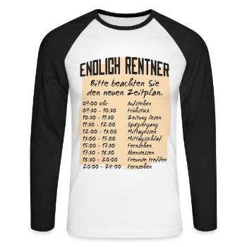 Rentner Zeitplan Tagesablauf - Unisex Baseballshirt langarm - Weiß/Schwarz - Vorne - Nik (191cm)