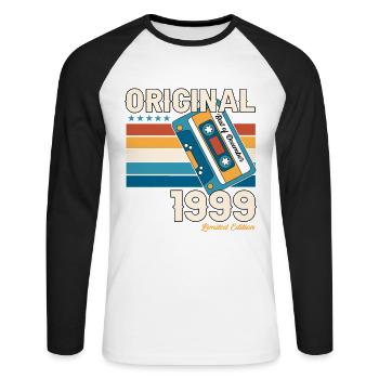 24th Birthday Cassette December Vintage 1999 - Unisex Long Sleeve Baseball T-Shirt - white/black - Front - Nik (191cm)