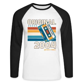 19e anniversaire Cassette Décembre Millésime 2004 - T-shirt baseball manches longues Homme - blanc/noir - Devant - Nik (191cm)
