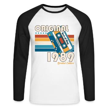 Best of May 1989 Vintage 1989 Birthday 1989 - Unisex Long Sleeve Baseball T-Shirt - white/black - Front - Nik (191cm)