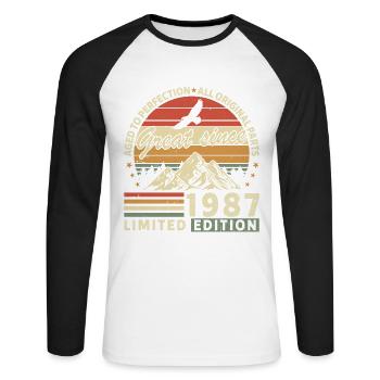 37 Years great since 1987 limited edition - T-shirt baseball manches longues Homme - blanc/noir - Devant - Nik (191cm)