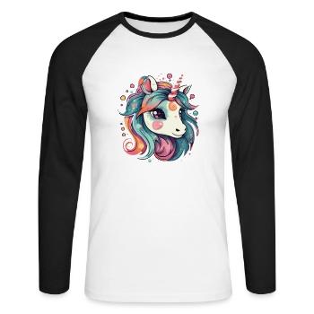 Ich kann nicht, ich habe ein Pony - Unisex Baseballshirt langarm - Weiß/Schwarz - Vorne - Nik (191cm)