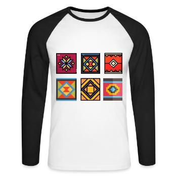 Funny Quilting I Still Play With Blocks Quilt - Unisex Long Sleeve Baseball T-Shirt - white/black - Front - Nik (191cm)