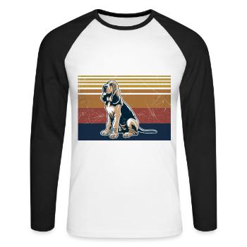 Ich umarme meinen Bluthund, damit ich die Leute nicht ersticke - Unisex Baseballshirt langarm - Weiß/Schwarz - Vorne - Nik (191cm)