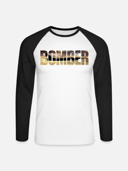 Bomber Tu-95 - Unisex Long Sleeve Baseball T-Shirt - white/black