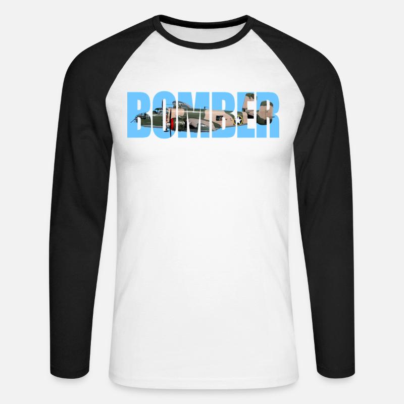 Bomber B-25 Mitchell - Unisex Baseballshirt langarm - Weiß/Schwarz