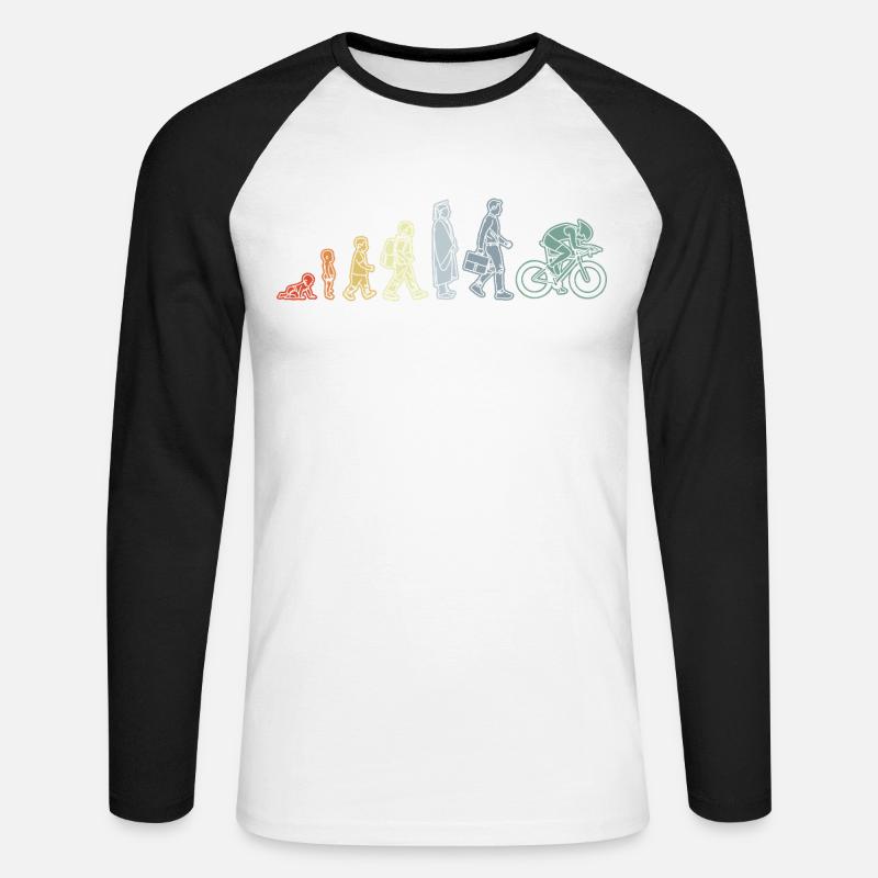 Radfahrer Evolution - Unisex Baseballshirt langarm - Weiß/Schwarz