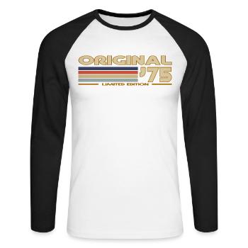 Retro vintage 1975 - Unisex Long Sleeve Baseball T-Shirt - white/black - Front - Nik (191cm)