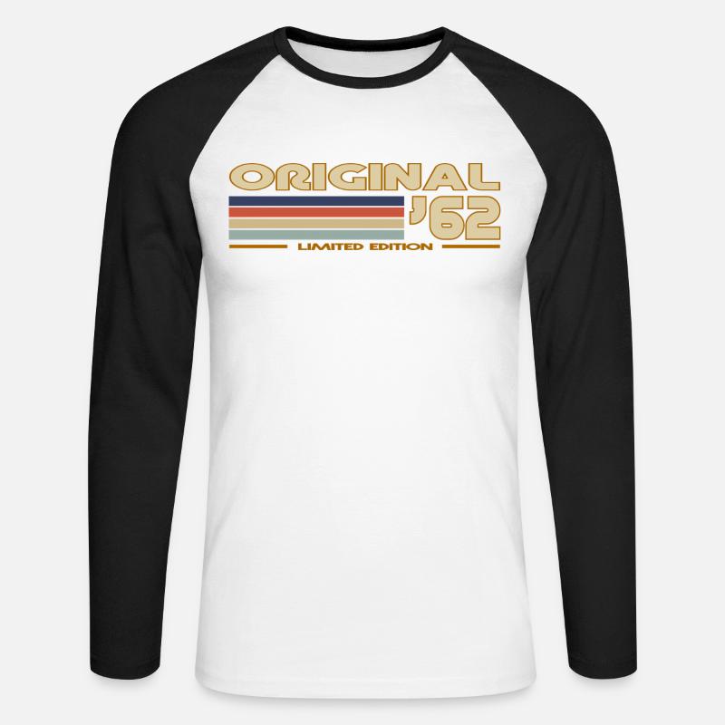 1962 - Unisex Baseballshirt langarm - Weiß/Schwarz