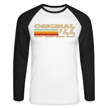 1944 - Unisex Baseballshirt langarm - Weiß/Schwarz - Vorne - Nik (191cm)