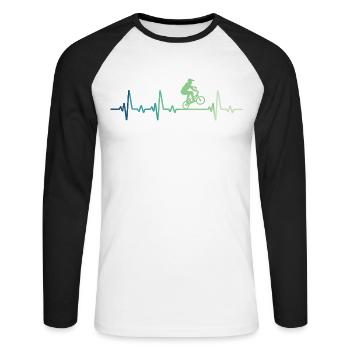 BMX Bike Rider's Heartbeat BMX Bike - Unisex Baseballshirt langarm - Weiß/Schwarz - Vorne - Nik (191cm)