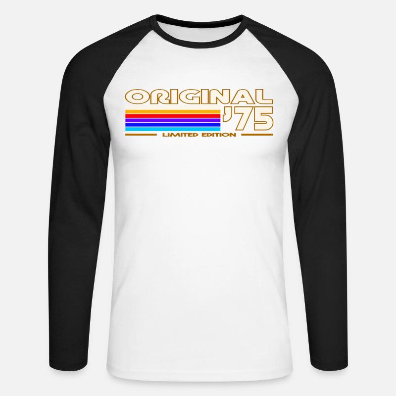 Originaler 75er Rainbow Retro - Unisex Baseballshirt langarm - Weiß/Schwarz