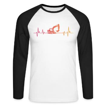 Sunset Excavator Heartbeat Excavator Excavator - Unisex Long Sleeve Baseball T-Shirt - white/black - Front - Nik (191cm)