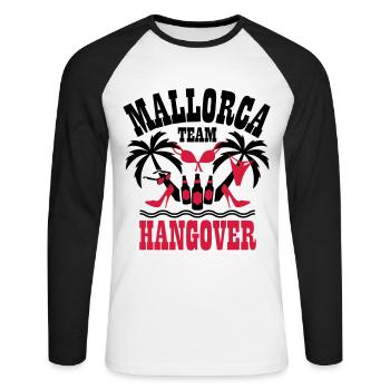 12 Mallorca Team Hangover Palmen Beer Sex Party - Unisex Baseballshirt langarm - Weiß/Schwarz - Vorne - Nik (191cm)