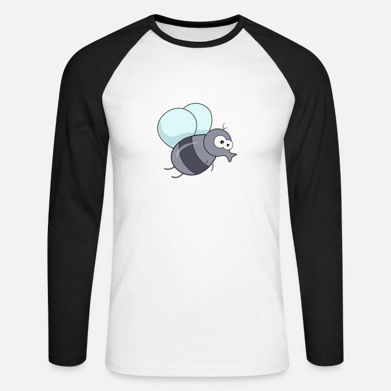 Fliege Stubenfliege Eintagsfliege - Unisex Baseballshirt langarm - Weiß/Schwarz