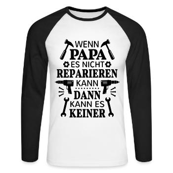 Papa nicht reparieren kann Werkzeug Maulschlüssel - Unisex Baseballshirt langarm - Weiß/Schwarz - Vorne - Nik (191cm)
