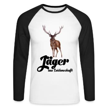 Chasseur par passion Chasse Chasse Papa Chasse - T-shirt baseball manches longues Homme - blanc/noir - Devant - Nik (191cm)