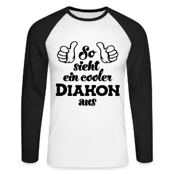 Diakon Diakonie Jesus Glaube Kirche Religion - Unisex Baseballshirt langarm - Weiß/Schwarz - Vorne - Nik (191cm)