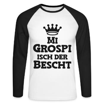 Mi Grospi isch der bescht Opa Schweiz Grosspapi - Unisex Baseballshirt langarm - Weiß/Schwarz - Vorne - Nik (191cm)