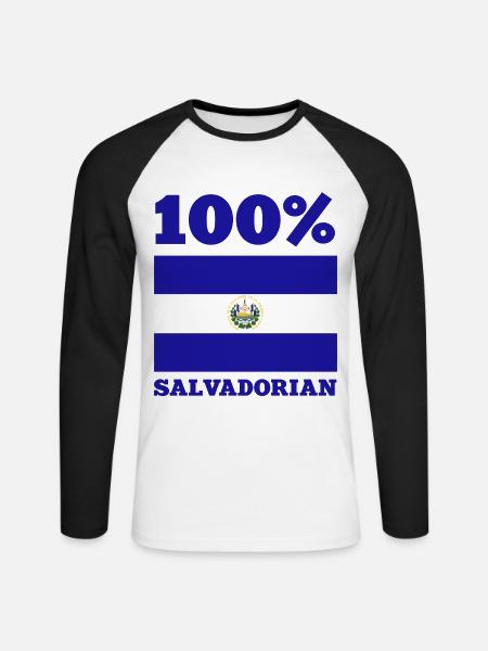 El Salvador - Unisex Baseballshirt langarm - Weiß/Schwarz