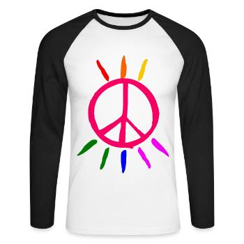 lgbt peace sign - Unisex Long Sleeve Baseball T-Shirt - white/black - Front - Nik (191cm)