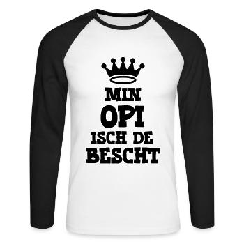 Min Opi isch de bescht Opa Schweiz Grosspapi - Unisex Baseballshirt langarm - Weiß/Schwarz - Vorne - Nik (191cm)