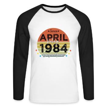 40 Years Old Made In 1984 Vintage April 1984 - T-shirt baseball manches longues Homme - blanc/noir - Devant - Nik (191cm)