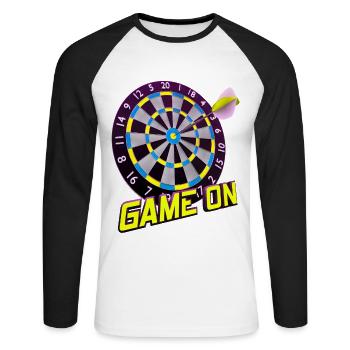 Dartboard Game On - Yellow - Unisex Long Sleeve Baseball T-Shirt - white/black - Front - Nik (191cm)