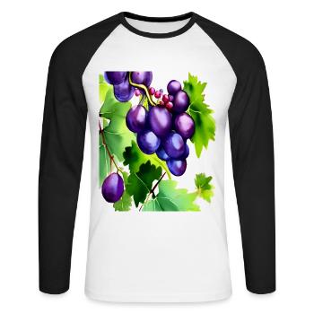 Raisins sur une vigne - T-shirt baseball manches longues Homme - blanc/noir - Devant - Nik (191cm)