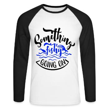 Il se passe quelque chose de louche - T-shirt baseball manches longues Homme - blanc/noir - Devant - Nik (191cm)