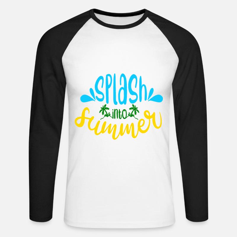 Planschen Sie in den Sommer - Unisex Baseballshirt langarm - Weiß/Schwarz