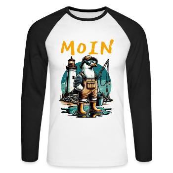 MOIN - Unisex Baseballshirt langarm - Weiß/Schwarz - Vorne - Nik (191cm)