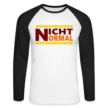 Spruch, nicht normal, lustig, cool - Unisex Baseballshirt langarm - Weiß/Schwarz - Vorne - Nik (191cm)